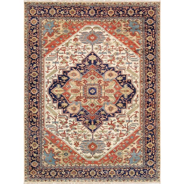 Serapi Ivory 8 ft. x 10 ft. Oriental Wool Area Rug