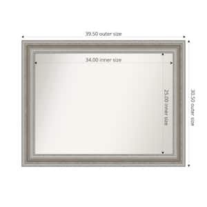Parlor Silver 39.5 in. x 30.5 in. Custom Non-Beveled Recycled Polystyrene Framed Bathroom Vanity Wall Mirror