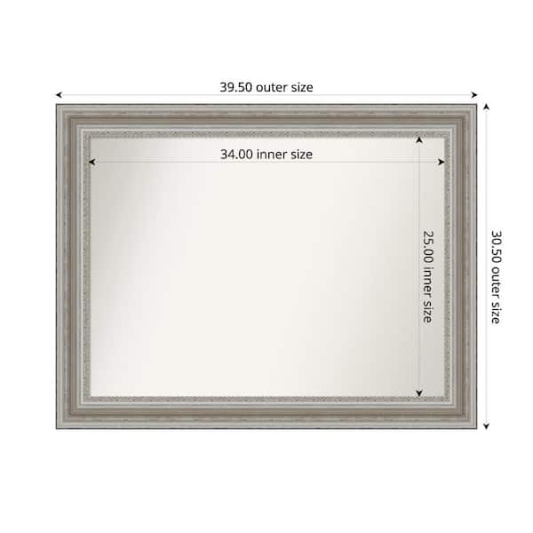 Amanti Art Parlor Silver 39.5 in. x 30.5 in. Custom Non-Beveled Recycled Polystyrene Framed Bathroom Vanity Wall Mirror