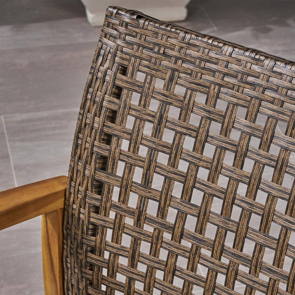 Mix Mocha Natural Stained Wicker and Wood Outdoor Loveseat