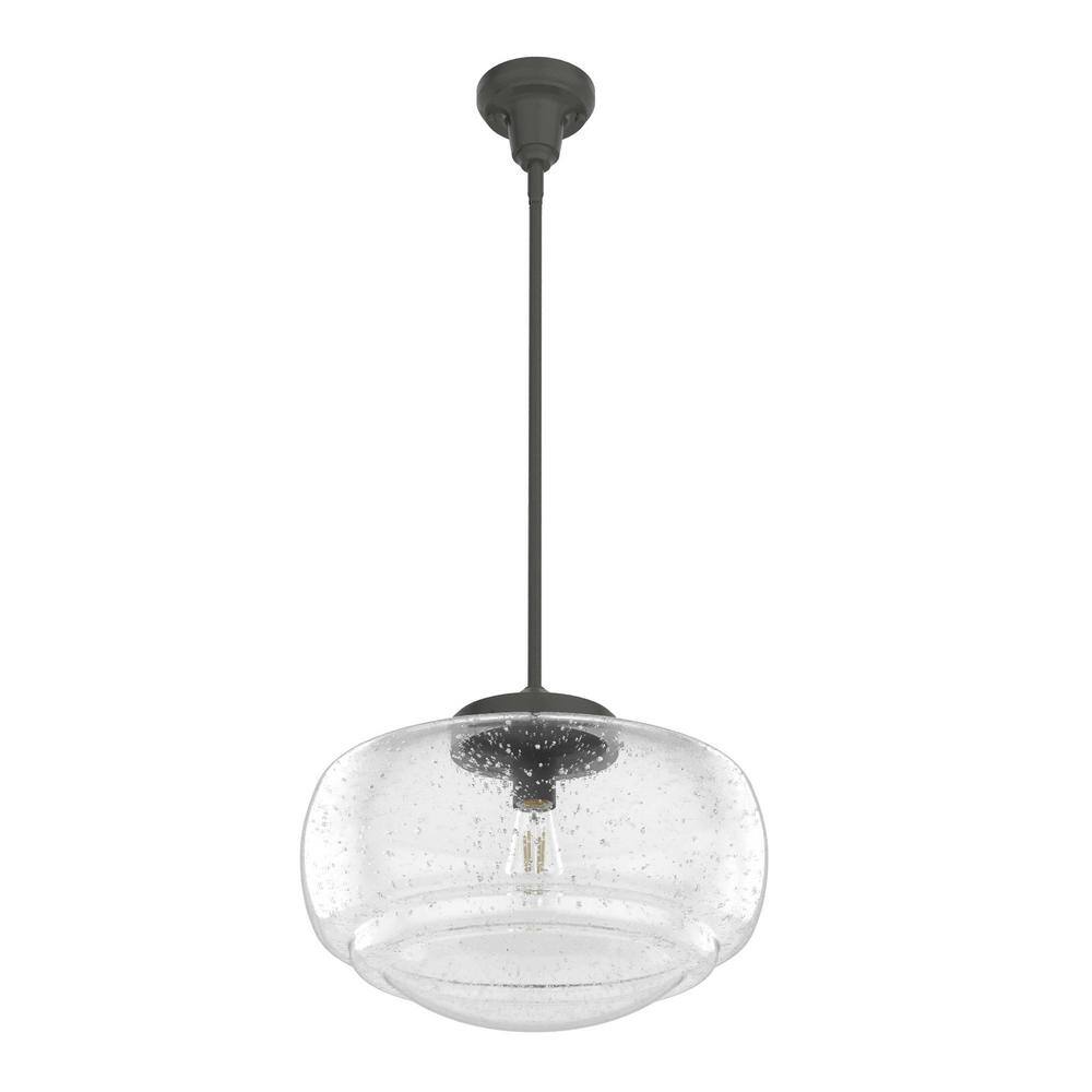 Noble Bronze Seeded Glass Mini Pendant - Transitional Schoolhouse Design
