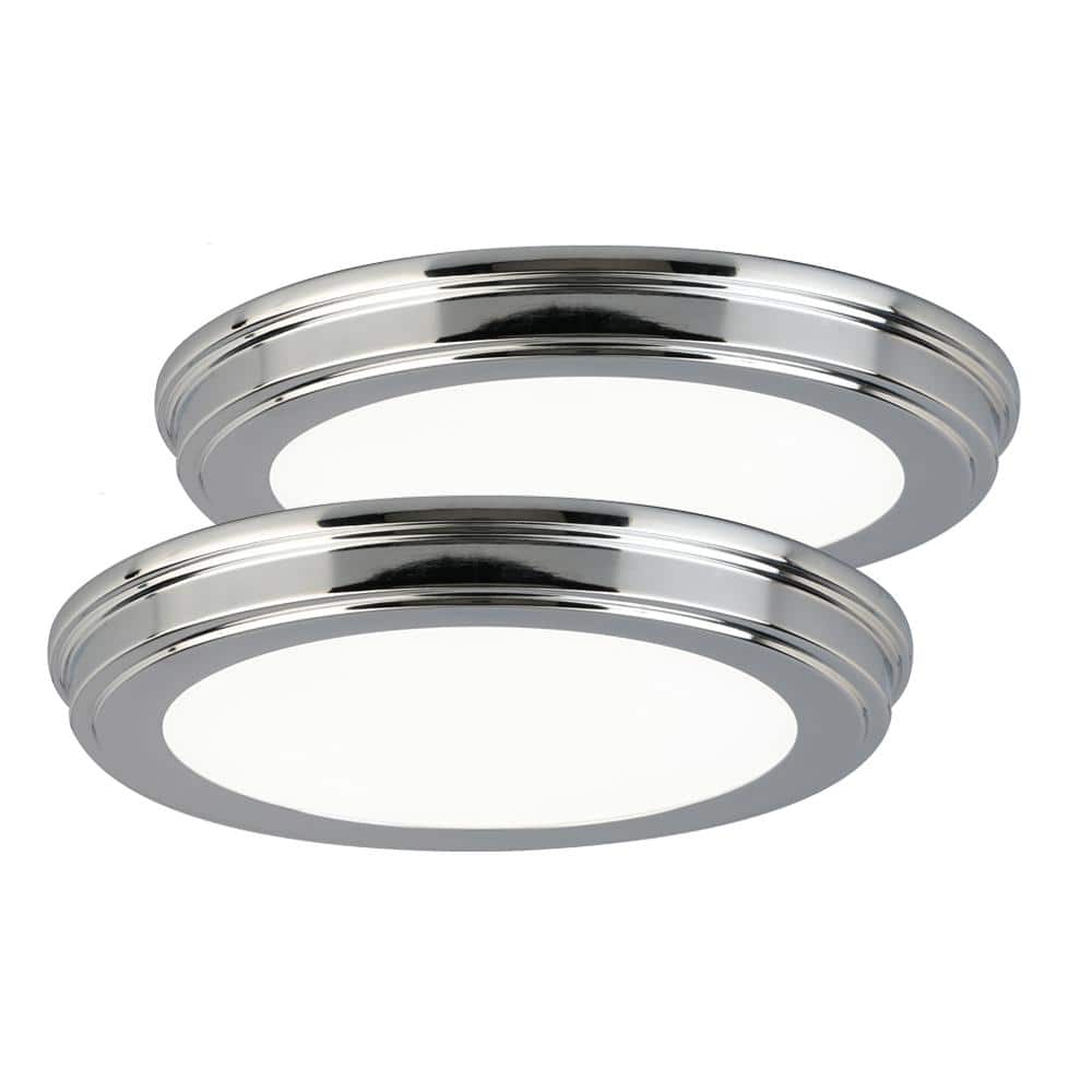 13 in. Chrome Color Changing LED Ceiling Flush Mount (2-Pack)