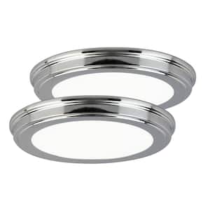 13 in. Chrome Color Changing LED Ceiling Flush Mount (2-Pack)