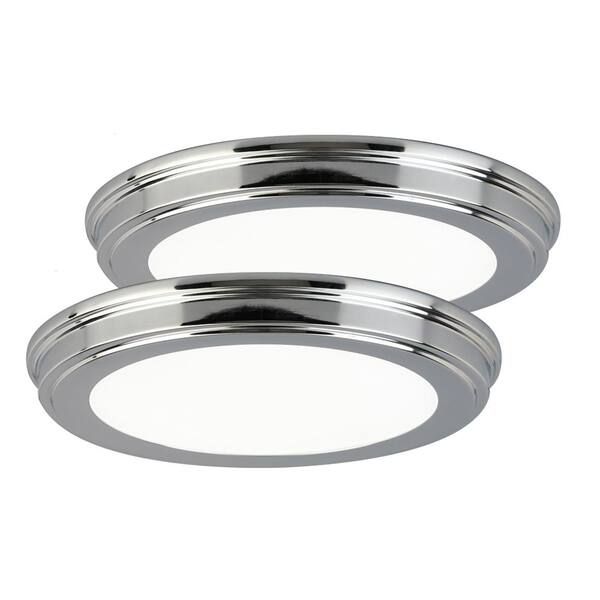 Commercial Electric 13 in. Chrome Color Changing LED Ceiling Flush Mount (2-Pack)