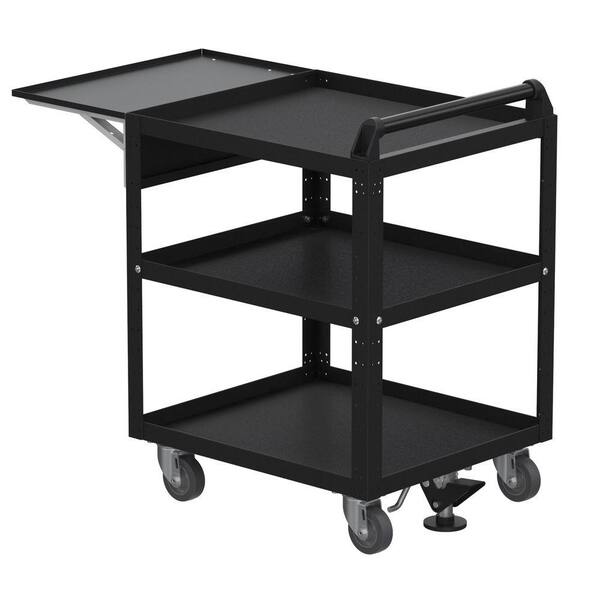 Borroughs 21 in. 360 Degree Swivel Service 0-Drawer Utility Cart with Flip-up Shelf