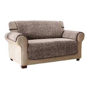 Cambridge Mocha 1-Piece Sherpa Loveseat Furniture Cover