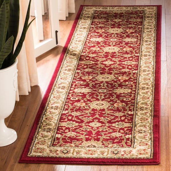 Lyndhurst Red/Ivory 2 ft. x 22 ft. Border Floral Antique Runner Rug