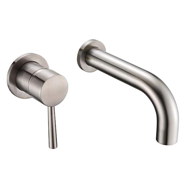 SUMERAIN Left-Handed Single Handle Wall Mount Roman Tub Faucet with Valve in Brushed Nickel