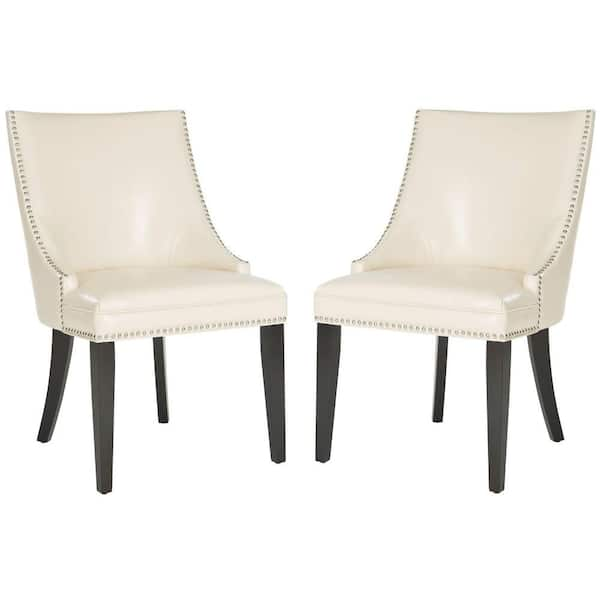 SAFAVIEH Afton Off-White/Black Faux Leather Side Chair (Set of 2)