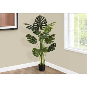 55 in. Green Artificial Monstera in 6 in. Black Plastic Pot