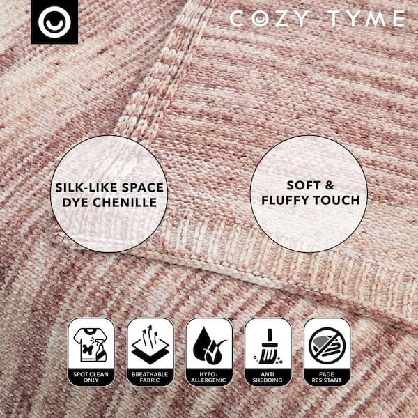 COZY TYME Darryl Blush Space Dye Chenille Polyester 50 in. x 60 in