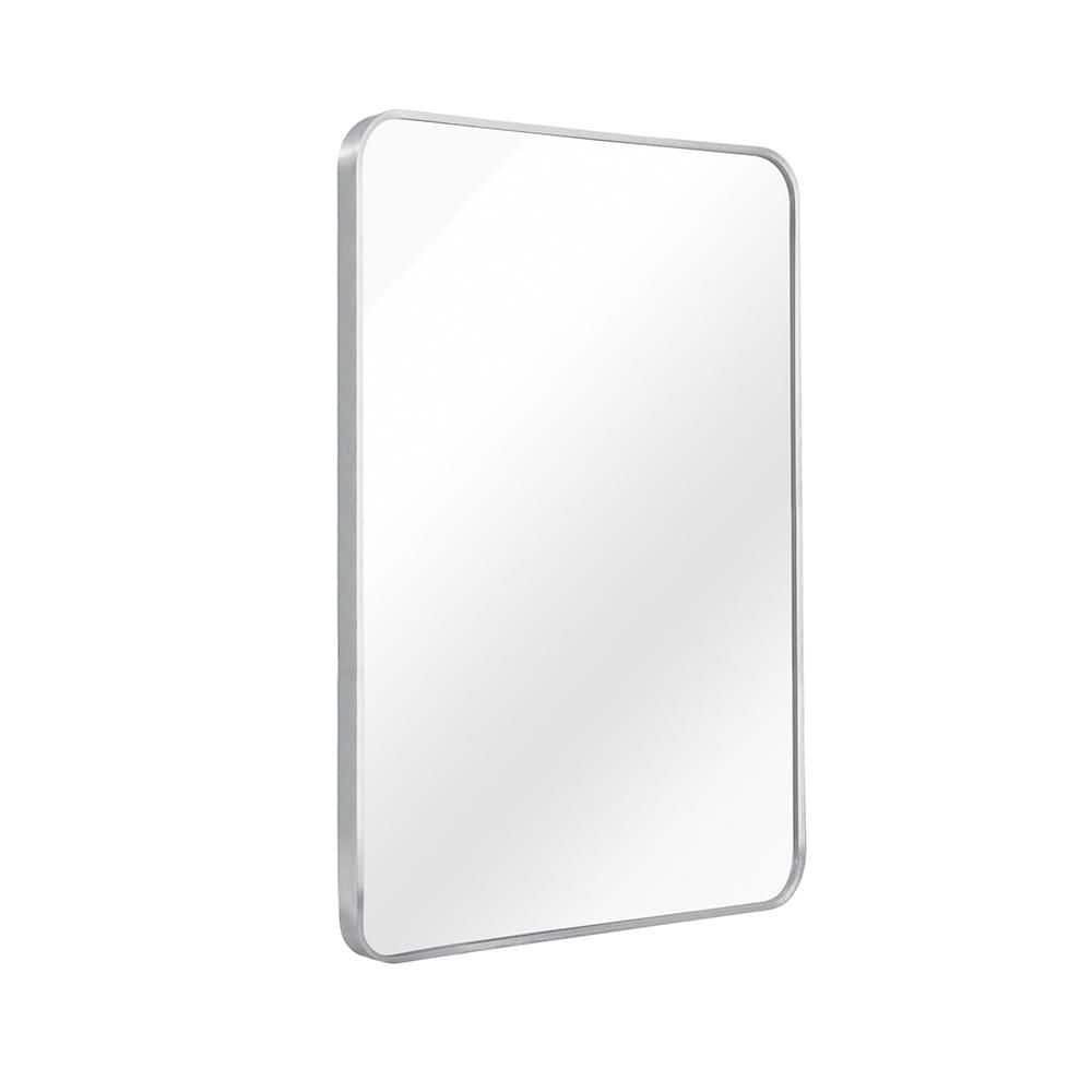 Silver 24 in W x 32 in. H Modern Rectangle MDF Framed Mirror Wall Mirror Va
