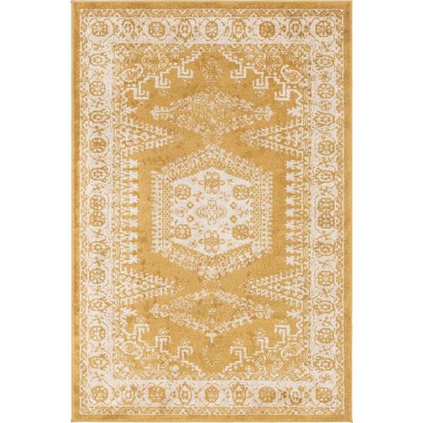 Unique Loom Utopia Larissa Gold 4' 1 x 6' 1 Area Rug