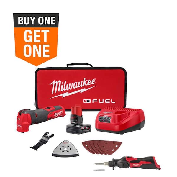 M12 FUEL 12V Lithium-Ion Cordless Oscillating Multi-Tool Kit w 4.0Ah Battery, Charger, Accessories, Bag & Soldering Iron
