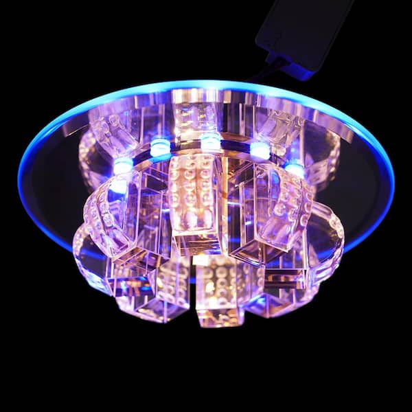 OUKANING 7 in. 1-Light Modern Clear Crystal Flush Mount LED 