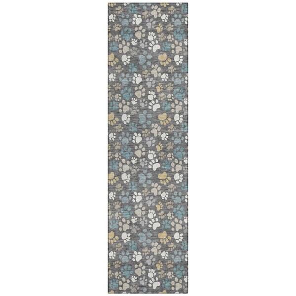 Chantille Machine Washable Indoor/Outdoor Abstract ACN3061 Gray 2 ft. x 7 ft. Runner Rug