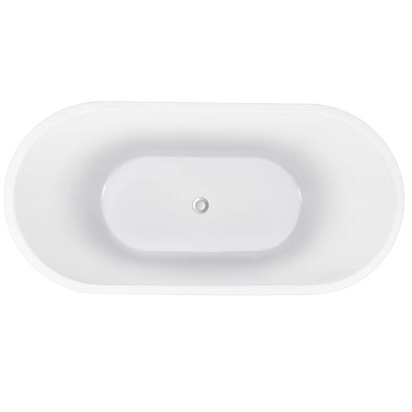 ANGELES HOME 70 in. Acrylic Flatbottom Freestanding Soaking Bathtub in