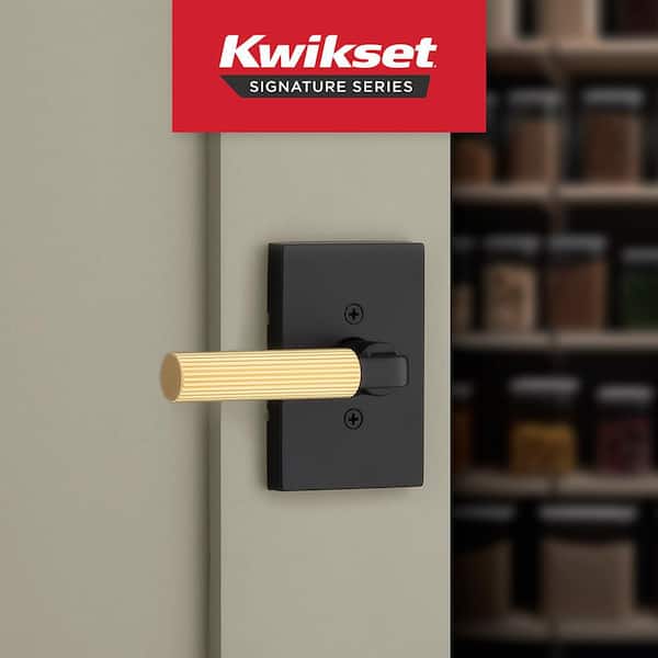 Kwikset Mirada Matt Black Satin Brass Rectangle Half Dummy Door