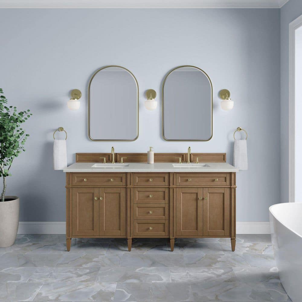 Brittany 72.0 in. Double Bath Vanity in Pecan with Lime Delight Quartz Top price history on PriceWatchPro