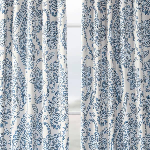 Exclusive Fabrics Tea Time China Blue Blackout Curtain Panel Pair