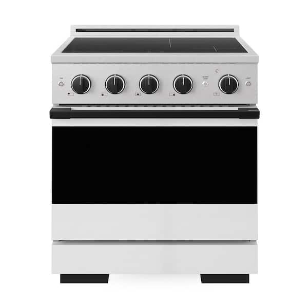 Autograph 30 in. 4.2 cu. ft. Marino Induction Range with 4 Element Cooktop and Electric Oven in Satin White and Black