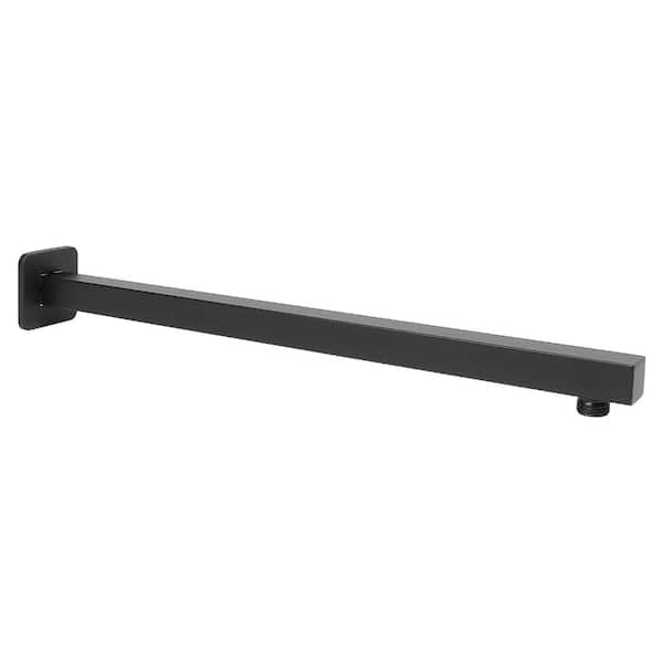 20 in. Matte Black Stainless Steel Rain Shower Head Extension Arm with Flange and Teflon Tape Included