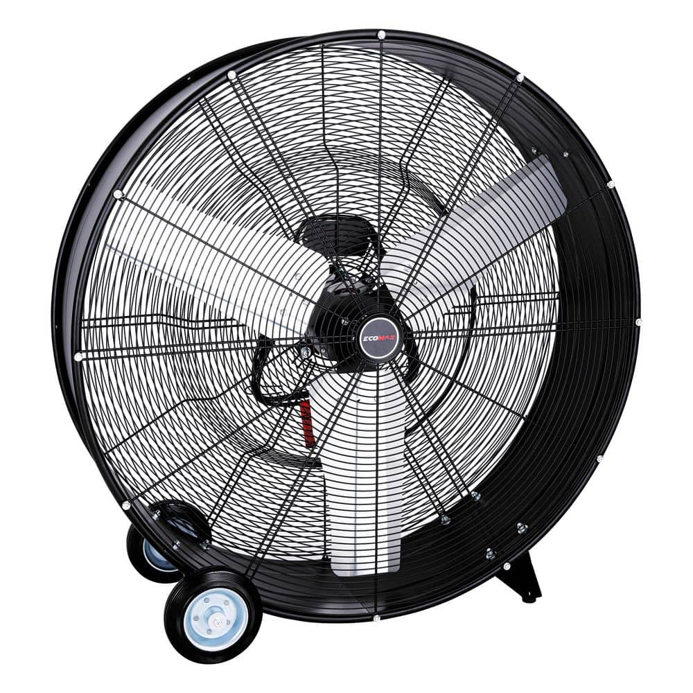 Wheel Rim Fan ECOMAX 36 in. 2-Speed High Velocity Industrial Black Drum Fan with ...