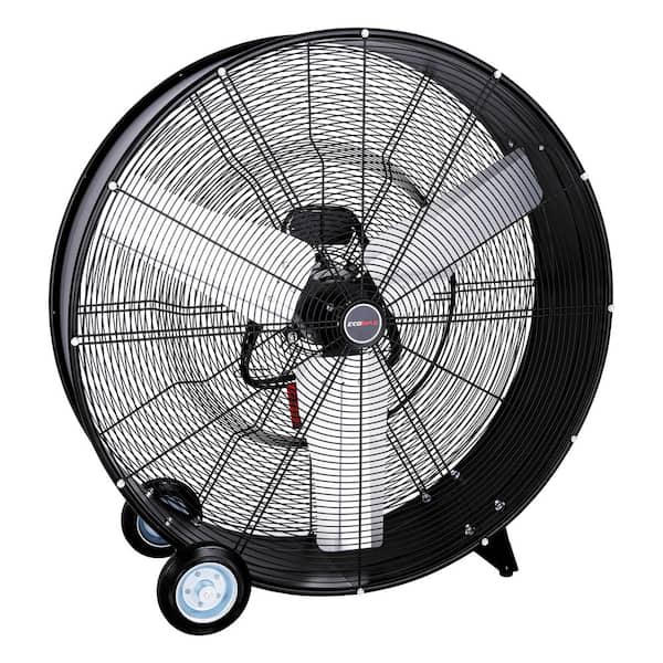 36 in. 2-Speed High Velocity Industrial Black Drum Fan with Wheels