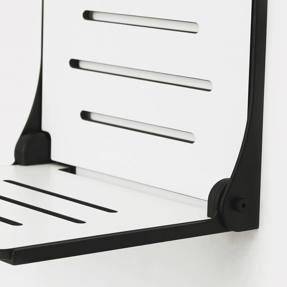 White and Black Wall-Mounted Folding Shower Seat