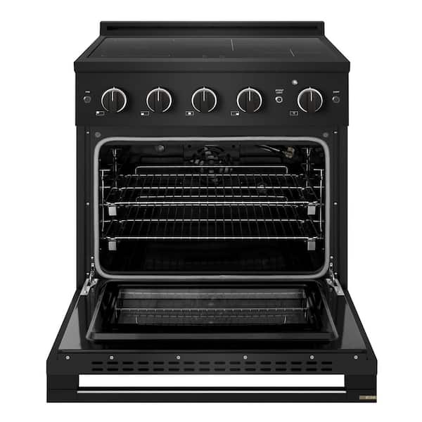 30 in. 4.2 cu. ft. Marino Induction Range with 4 Burner Elements and Electric Convection Oven in Black Stainless Steel