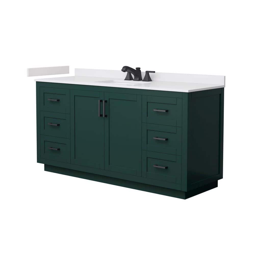 Miranda 66 in. Single Freestanding Green Bath Vanity with White Cultured Marble Top Assembled price history on PriceWatchPro