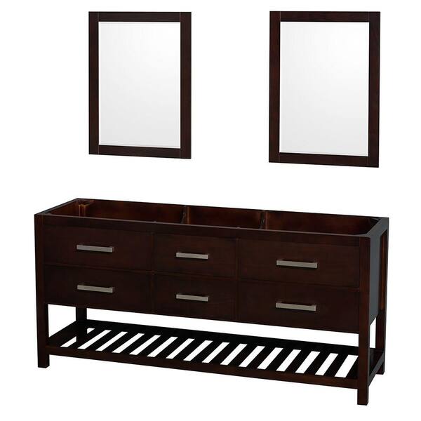 Wyndham Collection Natalie 72 in. Double Vanity Cabinet with 24 in. Mirrors in Espresso