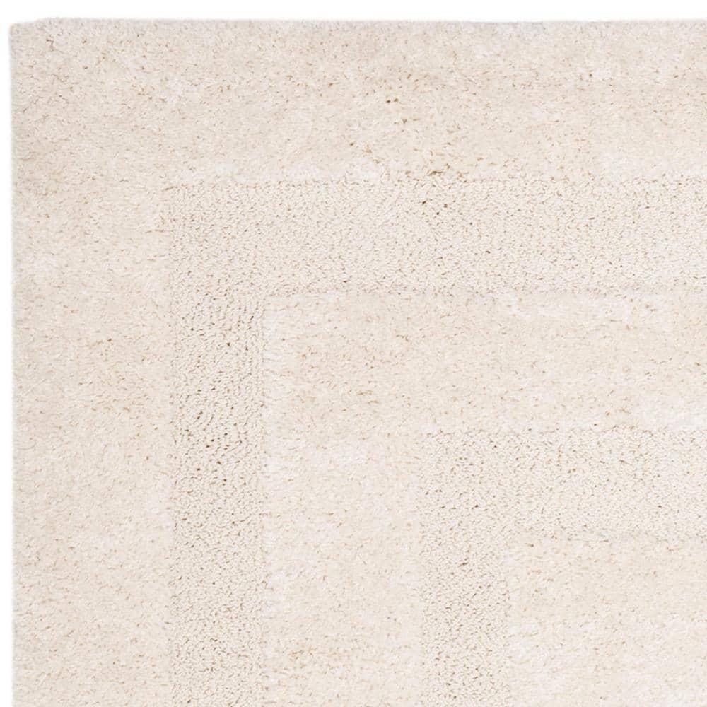 White Rectangular 6' x 9' Shag Synthetic Area Rug