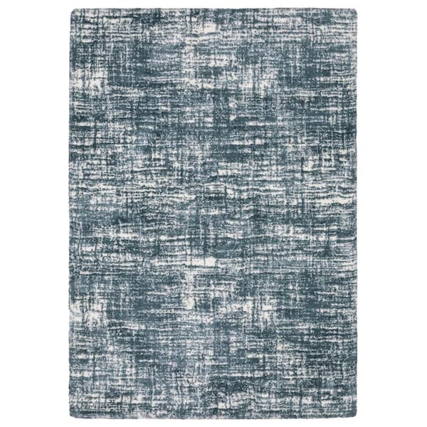 2 ft. x 8 ft. Blue Geometric Washable Area Rug