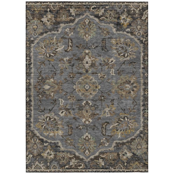 Chantille Machine Washable Indoor/Outdoor Abstract ACN2793 Graphite 5 ft. x 7 ft. 6 in. Area Rug