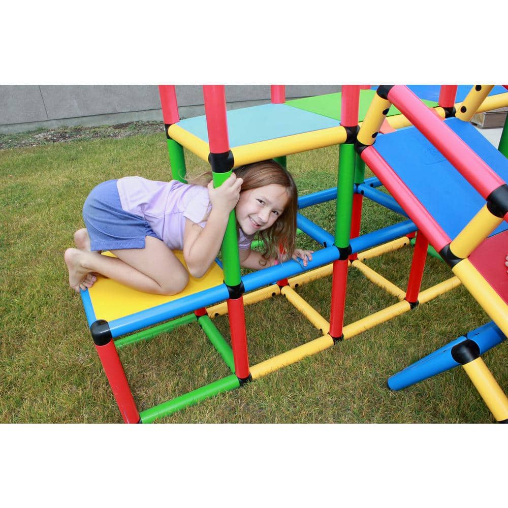Multicolor Life Size Play Structure with Slide and Wheels