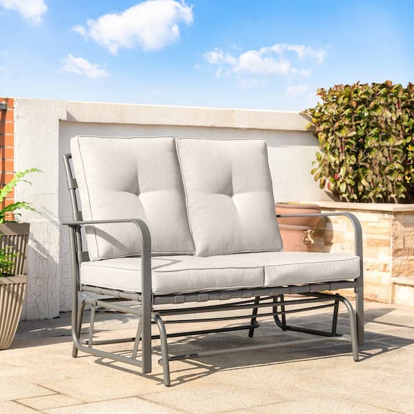 outdoor loveseat glider with cushions