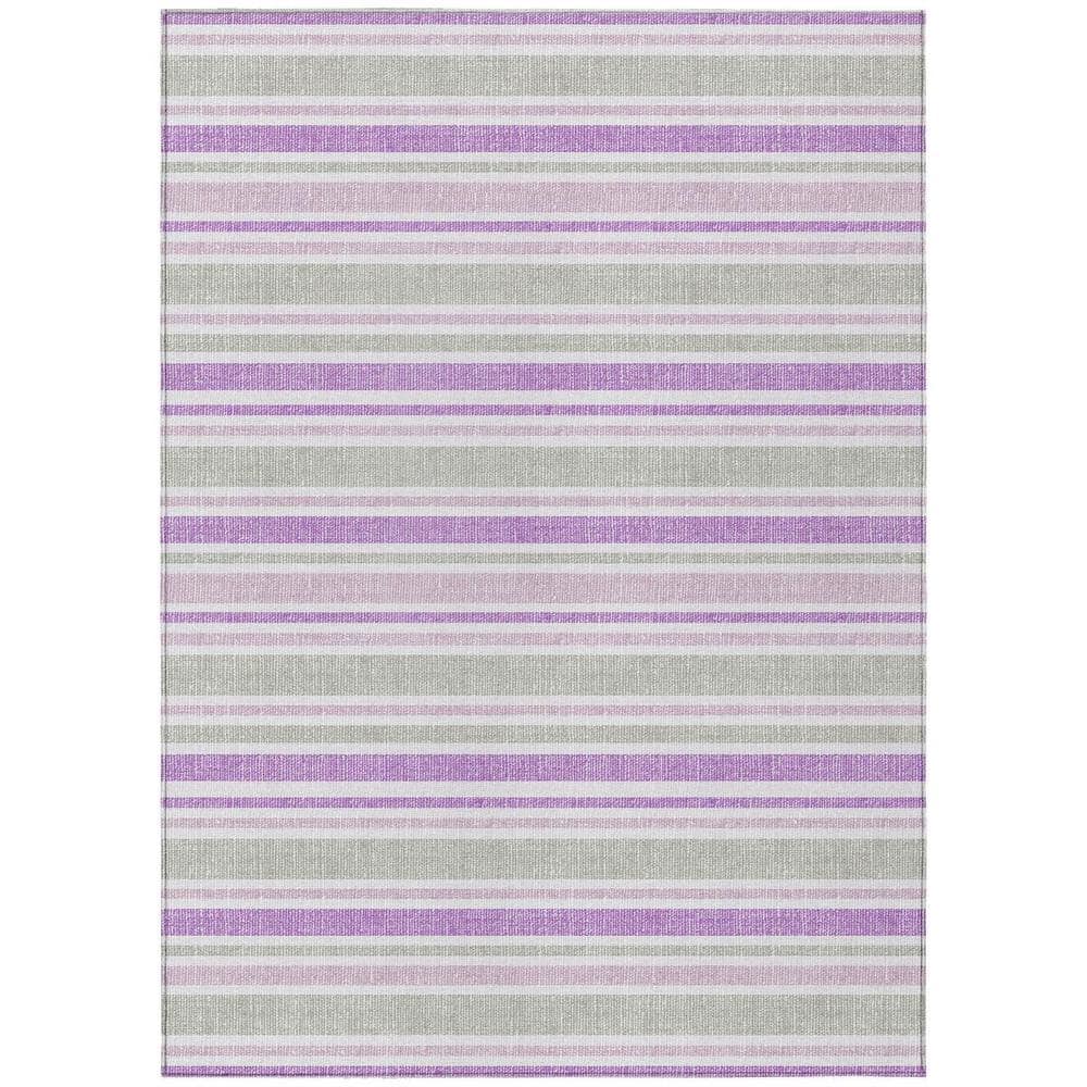 Pearl and Purple 5 ft. x 8 ft. Woven Striped Polyester Rectangle Indoor/Outdoor Area Rug price history on PriceWatchPro