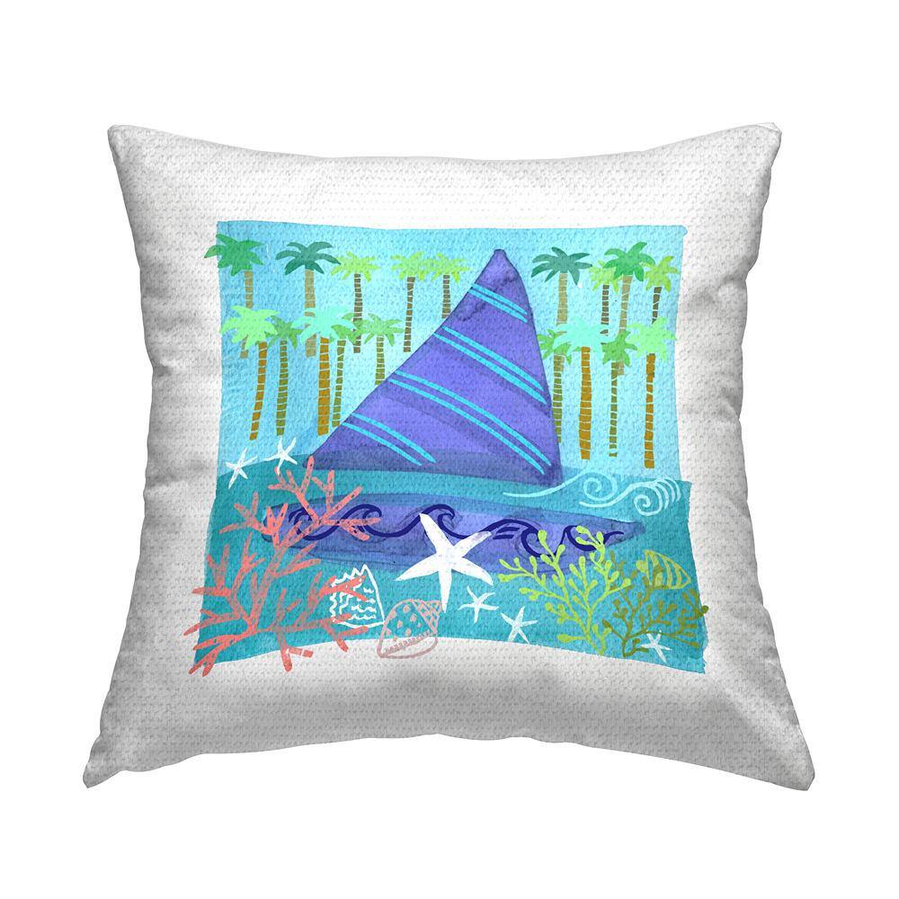 Tropical Sailboat Palm Trees Blue Square Outdoor Throw Pillow price history on PriceWatchPro