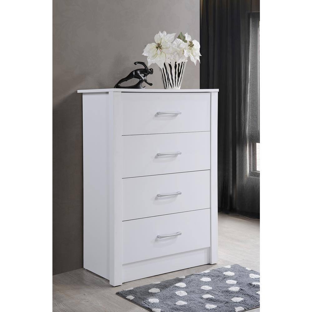 Sleek White 4-Drawer Chest with Soft Close and Roller System