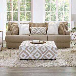 Lola 98 in. Track Arm Straight Sofa In Light Brown With Reversible Cushions