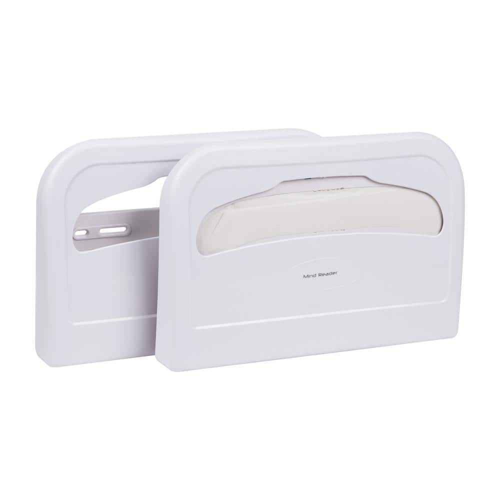 Mind Reader White Wall Mounted Plastic Toilet Seat Cover Dispenser (Set of 2)