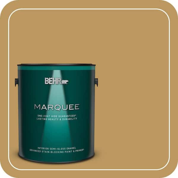 BEHR MARQUEE 1 gal. #330F-5 Golden Bear Semi-Gloss Enamel Interior Paint & Primer