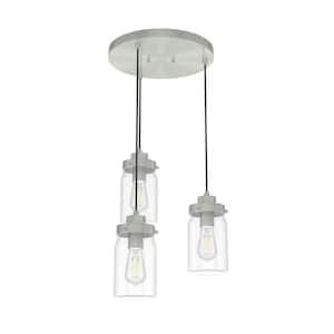 Devon Park 3 Lights Brushed Nickel Cluster Pendant with Glass Shade Kitchen Light