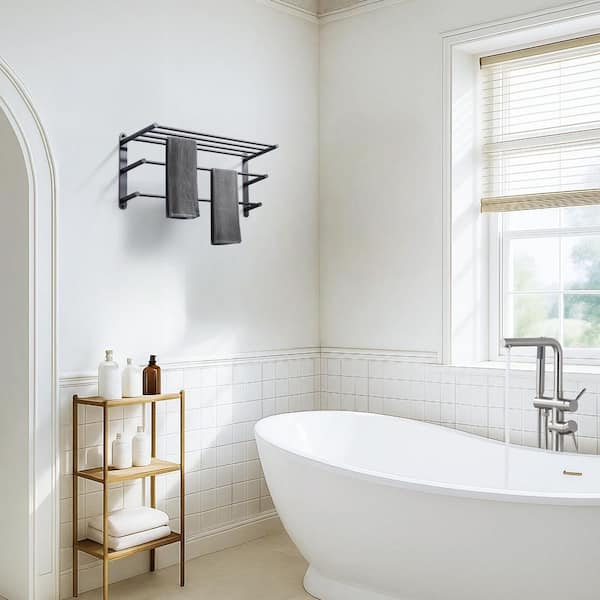 24 in. Oil Rubbed Bronze 3-Tier Wall Mounted Towel Rack with Mounting Hardware in Stainless Steel