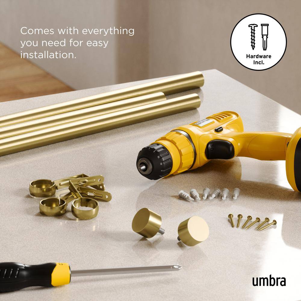 Gold Adjustable Metal Curtain Rod with Matching Finials
