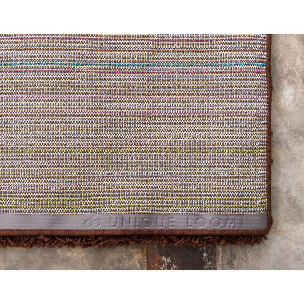 8' x 10' Brown Rectangular Solid Shag Synthetic Rug