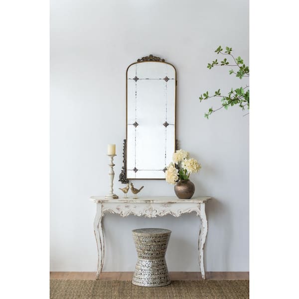 Gold 24 in. W x 49 in. H Arched Iron Full Length Mirror JYMR8294-G