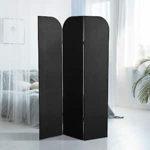 6 ft. Black 3-Panel Modern Arch Velvet Room Divider