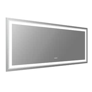 72 in. W x 32 in. H Rectangular Frameless Dimmable LED Light Anti-Fog Wall Bathroom Vanity Mirror Super Bright